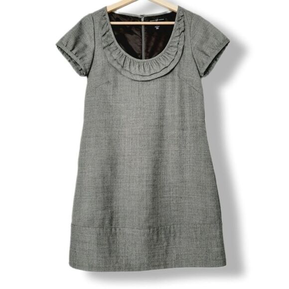 GAP \ Wool Blend A-Line Bib Collar Mini Dress Neutral Gray Sz 2 - Picture 1 of 13